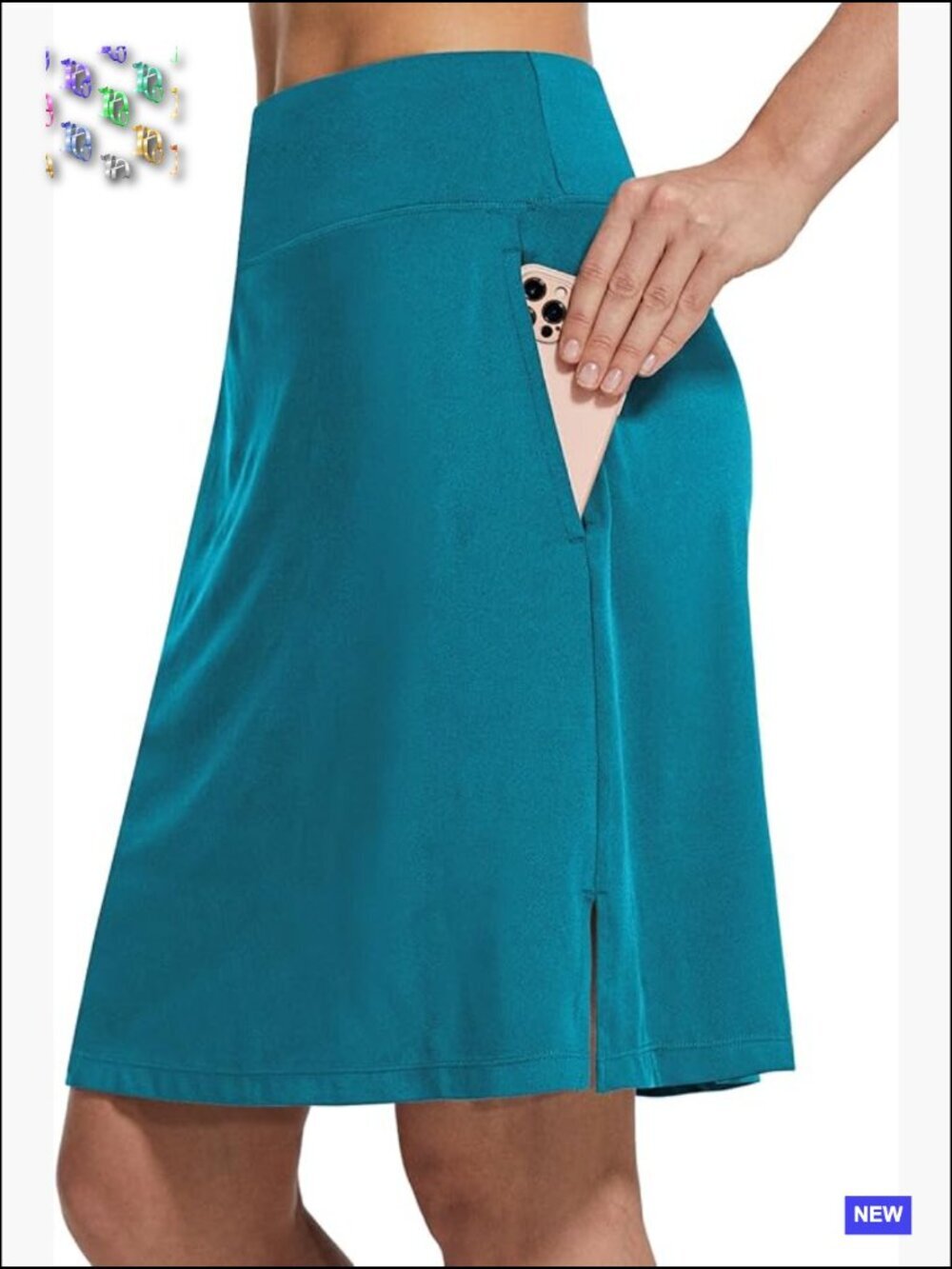 Knee Length Golf Skorts Active Athletic Tennis Skirt with Pockets UV Protection